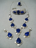 Amazing Native American Navajo Lapis Sterling Silver Necklace Earring Bracelet Ring Set-Nativo Arts
