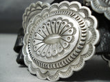 Hand Wrought Sterling Silver Vintage Native American Navajo Signed Concho Belt Old-Nativo Arts