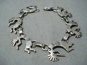 Amazing Vintage Navajo Sterling Silver Kokopelli Bracelet Native American Old-Nativo Arts