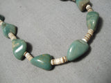 Native American Amazing Vintage Santo Domingo Green Turquoise Sterling Silver Necklace-Nativo Arts