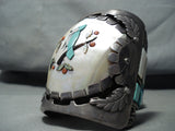 300 Gram Best Vintage Native American Zuni Bird Turquoise Inlay Sterling Silver Bracelet-Nativo Arts