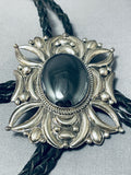 Fascinating Native American Navajo Hematite Sterling Silver Bolo-Nativo Arts