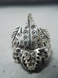 Awesome Navajo Sterling Silver Horny Toad Ring Native American-Nativo Arts