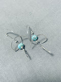 Native American Twirling Swirling Vintage Cochiti Turquoise Sterling Silver Earrings Old-Nativo Arts