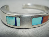 Jimmie King Jr Important Vintage Native American Navajo Turquoise Sterling Silver Bracelet-Nativo Arts