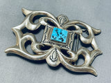 Native American Phenomenal Vintage Navajo Sleeping Beauty Turquoise Sterling Silver Buckle-Nativo Arts