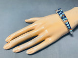 Best Vintage Native American Navajo Ricky Tolino Turquoise Inlay Sterling Silver Bracelet-Nativo Arts