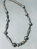 Rare Older Longer Vintage Native American Navajo Torpedo Sterling Silver Necklace Old-Nativo Arts