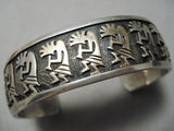 Native American Important Vintage Hopi 14k Gold Dancing Kokopelli Sterling Silver Bracelet-Nativo Arts