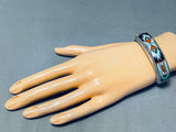 Extreme Intricacy Vintage Native American Navajo Turquoise Sterling Silver Bracelet-Nativo Arts