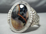 Early Vintage Native American Navajo Petrified Wood Sterling Silver Bracelet Old-Nativo Arts