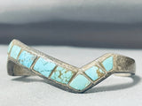 Breathtaking Vintage Native American Navajo Inlay Turquoise Sterling Silver Zigzag Bracelet-Nativo Arts