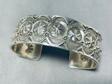 One Of The Most Intricate Vintage Native American Navajo All Sterling Silver Bracelet-Nativo Arts