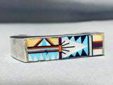 Native American Advanced Stone Work Vintage Navajo Contemporist Sterling Silver Bracelet-Nativo Arts