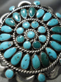 Early Vintage Native American Navajo Blue Green Turquoise Sterling Silver Repoussed Bracelet-Nativo Arts