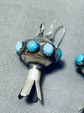 Extraordinary Native American Navajo Sleeping Beauty Sterling Silver Blossom Earrings-Nativo Arts