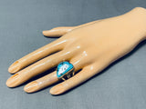 Eye-catching San Felipe Morenci Turquoise Sterling Silver Ring-Nativo Arts