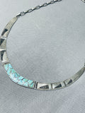 Intricate Vintage Native American Zuni Turquoise Sterling Silver Necklace Old-Nativo Arts