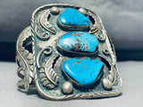 101 Gram Large Wrist Mens Vintage Native American Navajo Turquoise Sterling Silver Bracelet-Nativo Arts