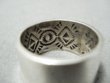 Important Ray Adakai Vintage Native American Navajo Internal Silver Work Sterling Ring-Nativo Arts