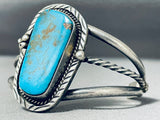 Flower Signed Vintage Native American Navajo Turquoise Sterling Silver Bracelet-Nativo Arts
