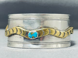 Gold Snake Vintage Native American Navajo Morenci Turquoise Sterling Silver Bracelet-Nativo Arts