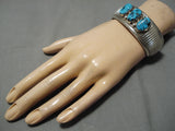 Thicker!! Vintage Native American Navajo Deep Blue Turquoise Sterling Silver Bracelet Old-Nativo Arts