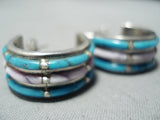 Signed Vintage Native American Zuni Turquoise Pearl Sterling Silver Earrings-Nativo Arts