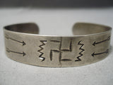 Early 1900's Vintage Native American Navajo Whirling Logs Sterling Silver Bracelet Old-Nativo Arts