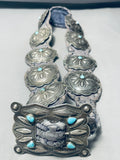 Early Museum Quality Vintage Native American Navajo Turquoise Sterling Silver Concho Belt-Nativo Arts