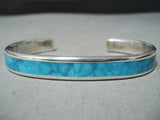 Vibrant Zuni Kingman Turquoise Sterling Silver Bracelet Native American-Nativo Arts