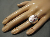 Important Native American Zuni Harlan Coonsis Sterling Silver Coral Sterling Silver Ring-Nativo Arts