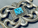 Native American Phenomenal Vintage Navajo Sleeping Beauty Turquoise Sterling Silver Buckle-Nativo Arts