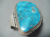 Monumental Native American Navajo Kingman Turquoise Sterling Silver Bracelet-Nativo Arts