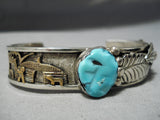 Sensational Vintage Native American Navajo Turquoise Sterling Silver 12k Bracelet Old-Nativo Arts