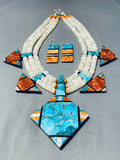 Native American One Of The Most Unique Ever Santo Domingo Turquoise Diamond Necklace-Nativo Arts