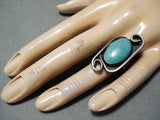 Marvelous Vintage Native American Navajo Kingman Turquoise Sterling Silver Ring Old-Nativo Arts