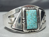 Native American Unique Triangular Silver Sterling Silver Turquoise Flank Bracelet Old-Nativo Arts