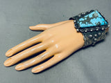 141 Gram Native American Navajo Spiderweb Turquoise Unique Shape Sterling Silver Bracelet-Nativo Arts