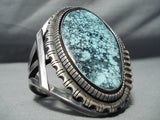 Best Vintage Native American Navajo Blue Warrior Turquoise Sterling Silver Bracelet Old-Nativo Arts