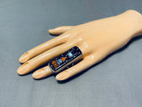 Native American Towering Important Night Sky Kachina Sterling Silver Turquoise Ring-Nativo Arts