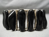 Native American Best Vintage Santo Domingo Onyx Sterling Silver Bracelet Old-Nativo Arts