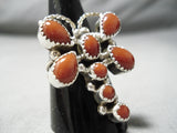 Incredible Zuni Coral Sterling Silver Butterfly Ring Native American-Nativo Arts