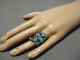 Impressive Vintage Native American Zuni Hand Carved Bird Sterling Silver Inlay Turquoise Ring-Nativo Arts