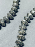 210 Gram Vintage Native American Navajo Hand Tooled Coin Silver Necklace-Nativo Arts
