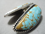 Striking Vintage Native American Navajo #8 Turquoise Mine Sterling Silver Earrings Old-Nativo Arts