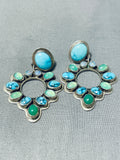 One Of A Kind Native American Navajo Spiderweb Turquoise Sterling Silver Earrings-Nativo Arts