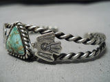 Earlier 1900's Vintage Native American Navajo Royston Turquoise Sterling Silver Bracelet Old-Nativo Arts