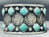 Extraordinary San Felipe Royston Turquoise Sterling Silver Coin Bracelet-Nativo Arts