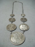 Astounding Navajo Sterling Silver Coin Necklace Native American-Nativo Arts